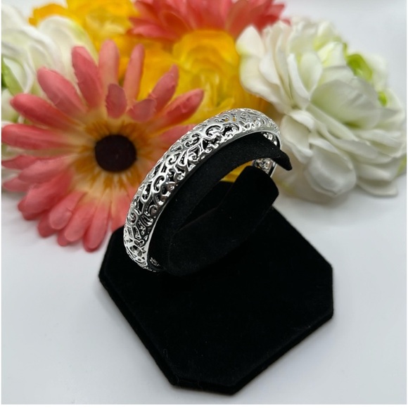 Silver Cuff Filigree Bangle Bracelet NEW! - Picture 4 of 5